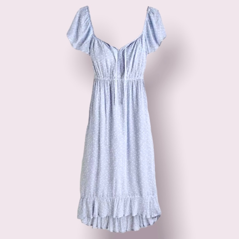 Abercrombie & Fitch Easy Waist Midi Dress - Light Blue - XXS Petite